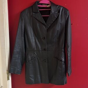 Newport News Classic Black Leather Jacket Blazer size 6